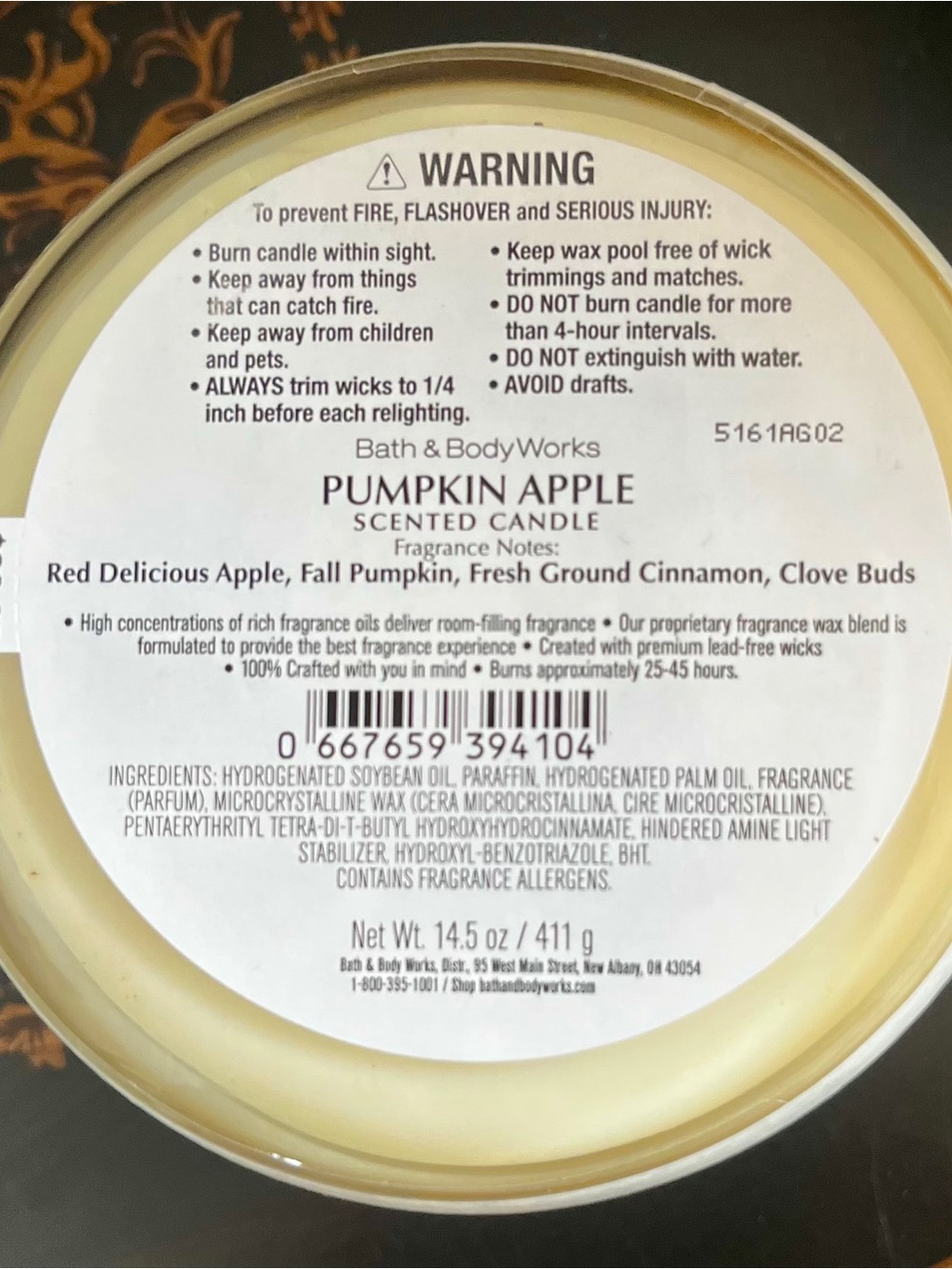 Bath & Body Works Pumpkin Apple Candle - Black & White - Picture 2 of 4